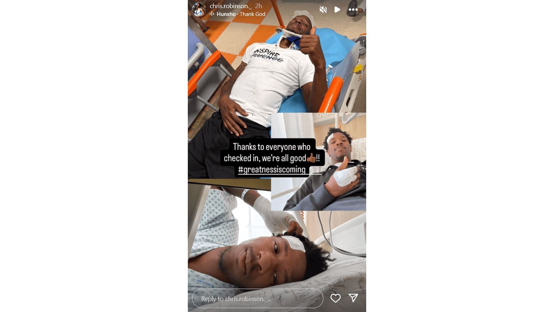 Screenshot of Robinson's Instagram story feat his glimpses after race (image via: @chris.robinson)